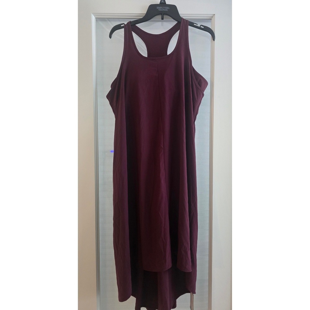 Halara Breezeful High-Low Exercise Dress Burgundy Racerback Built-in Bra Large